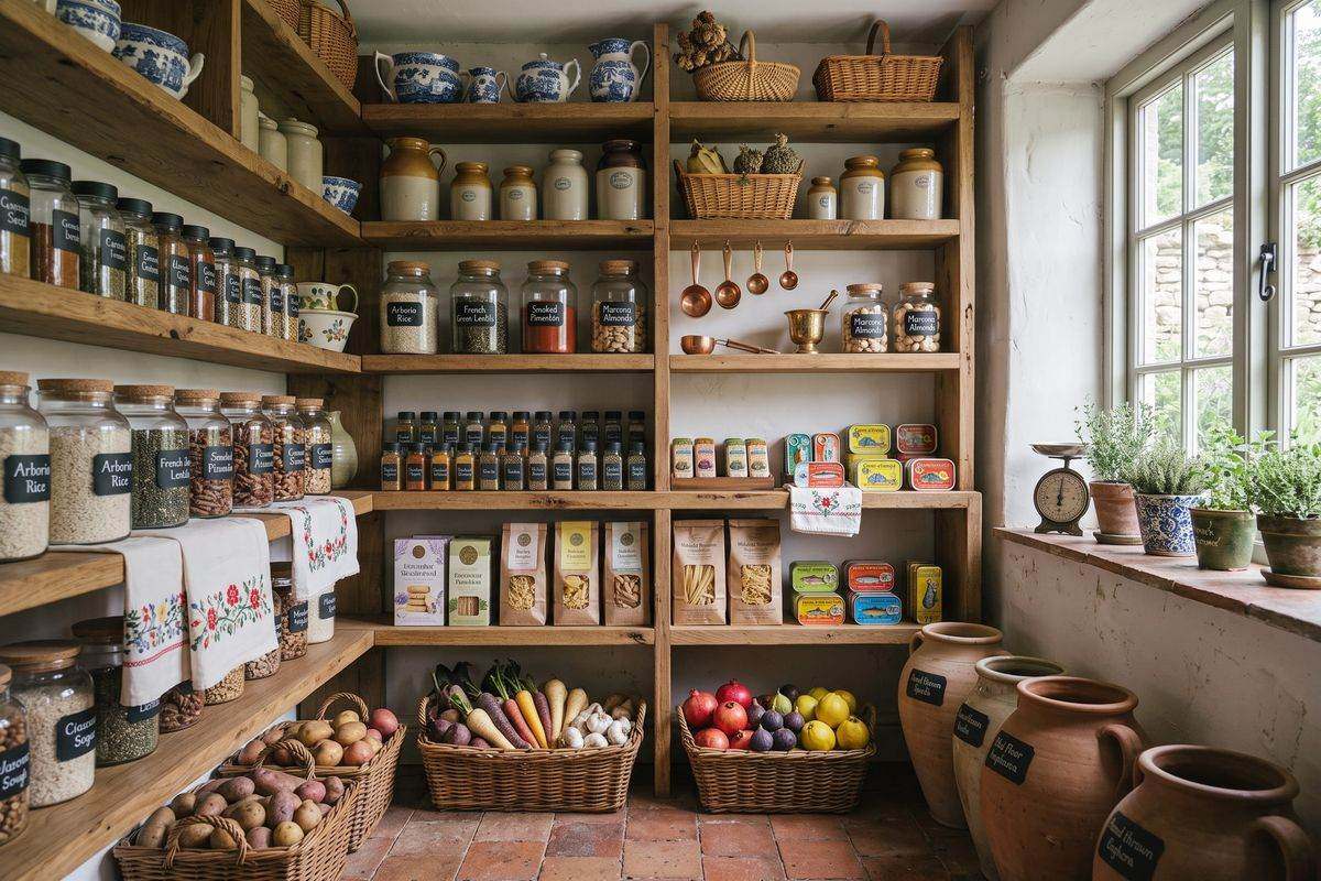 The finished pantry, labeled and sorted